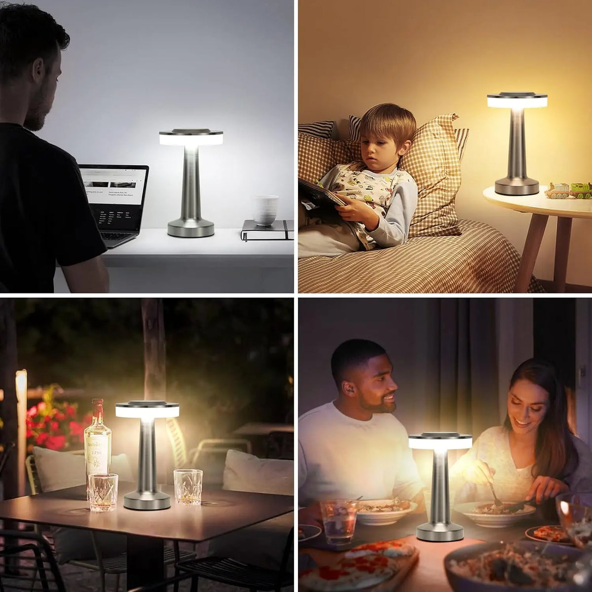 Lampe de chevet argenté