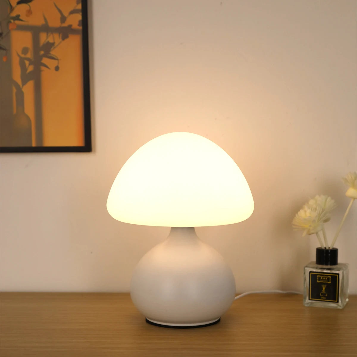 Lampe de chevet bois blanc