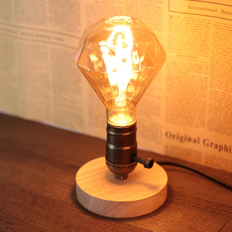 Lampe de table rétro en bois