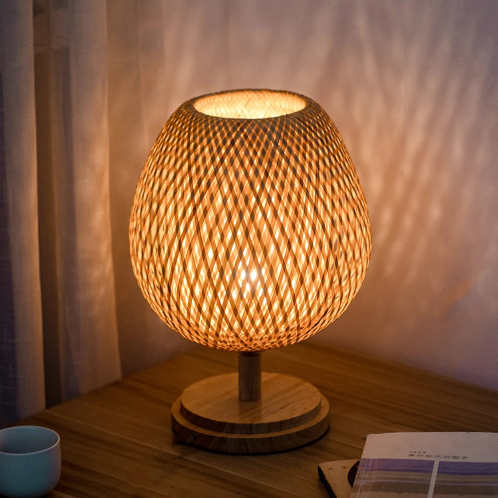 Lampe de chevet rotin
