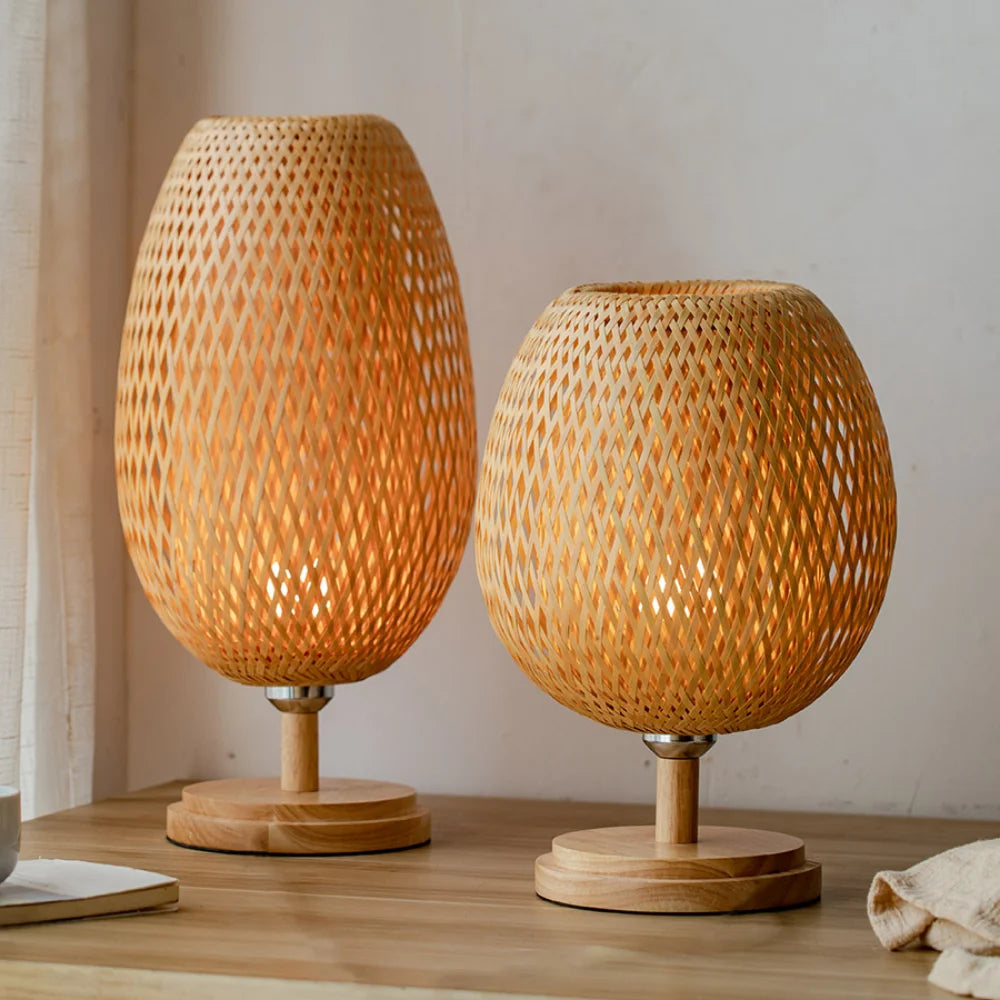 Lampe de chevet rotin