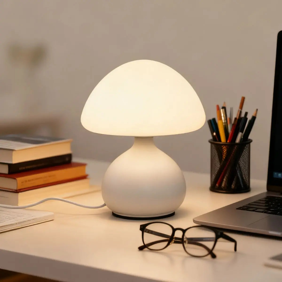 Lampe de chevet bois blanc