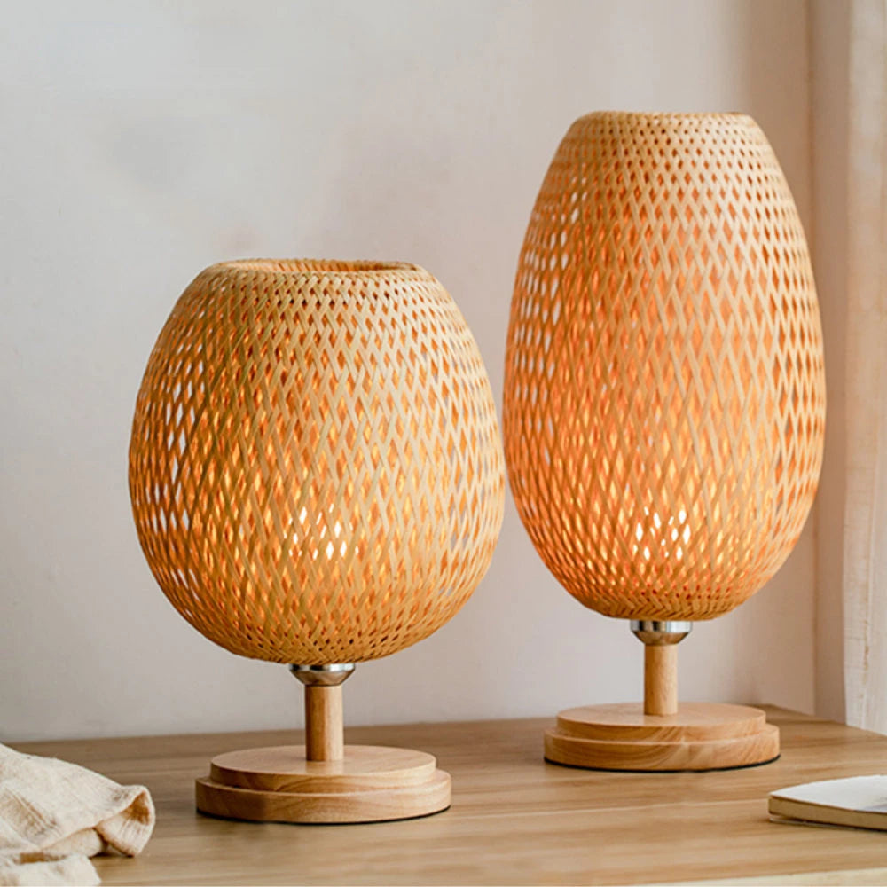 Lampe de chevet rotin