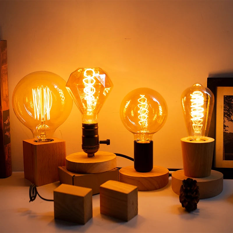 Lampe de table rétro en bois