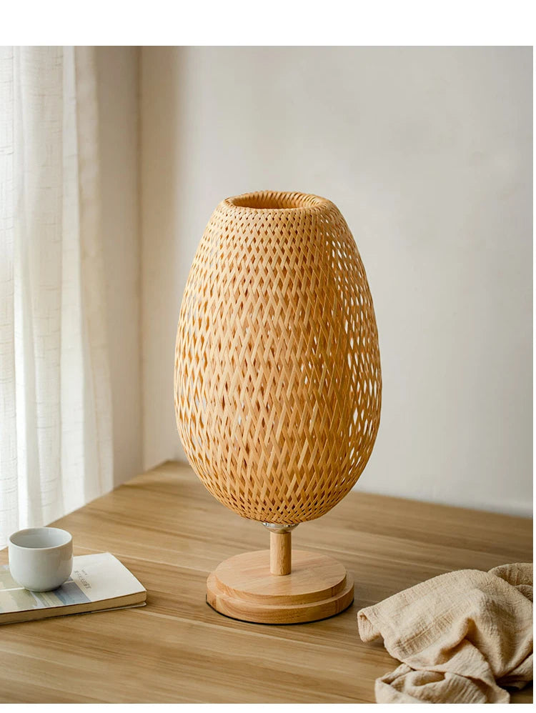 Lampe de chevet rotin