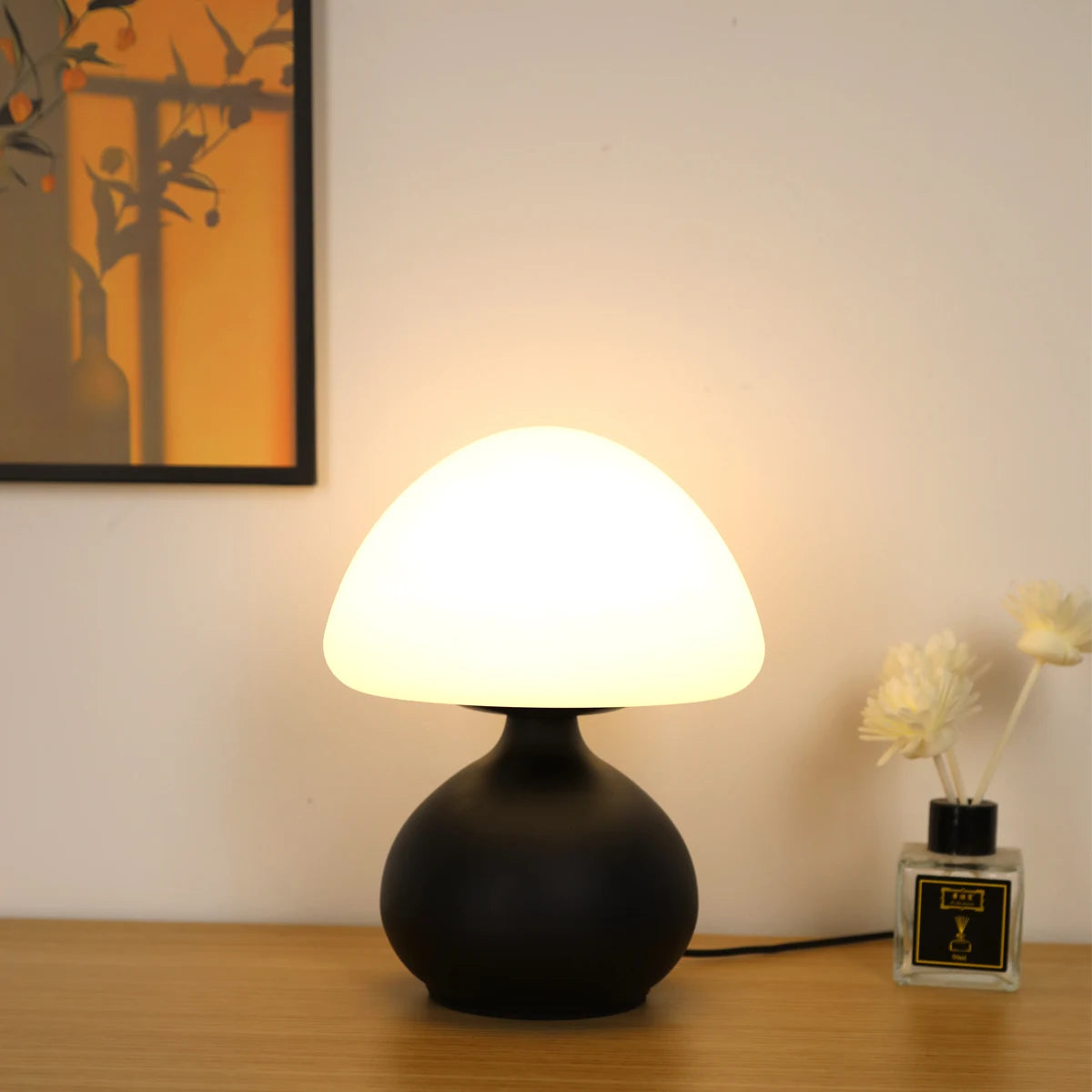 Lampe de chevet bois blanc