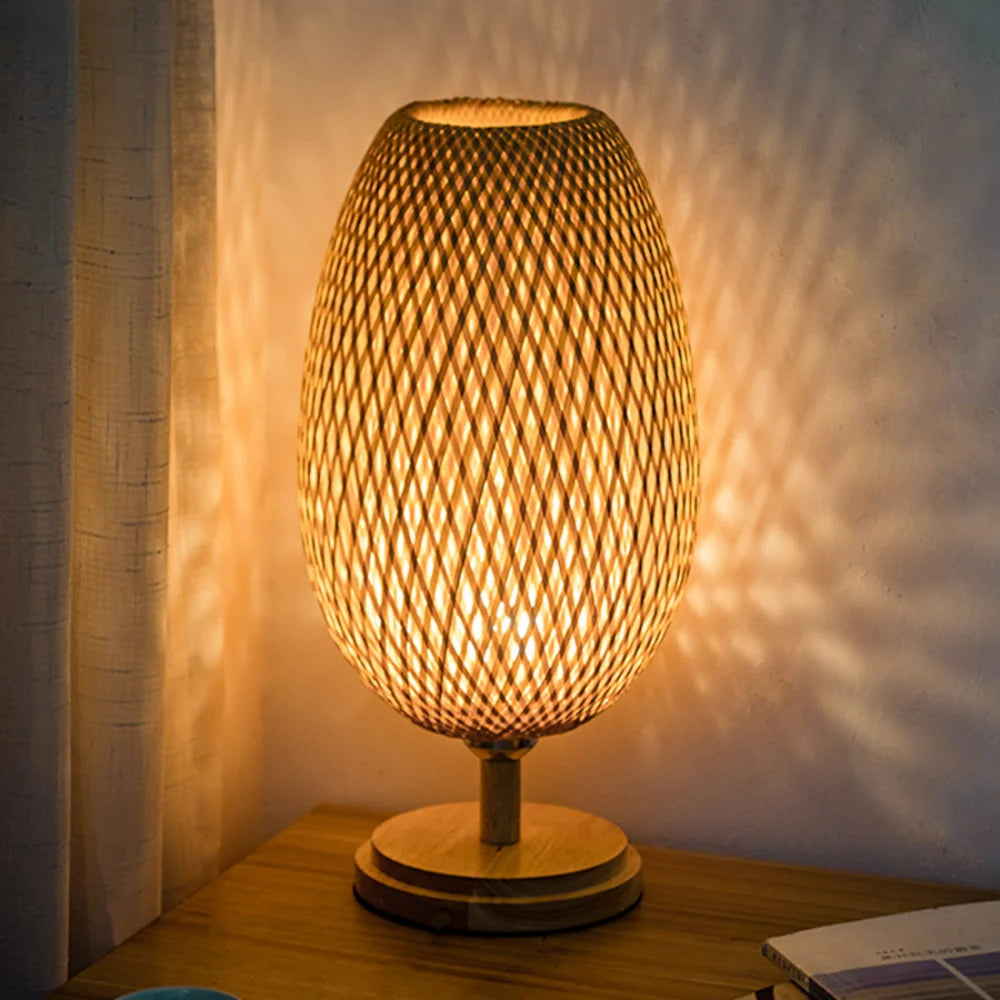 Lampe de chevet rotin